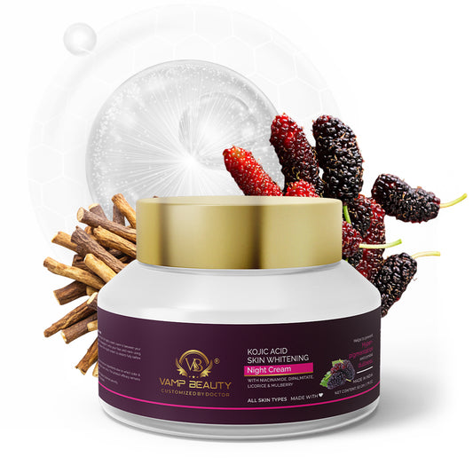 KOJIC ACID SKIN WHITENING NIGHT CREAM WITH NIACINAMIDE, LICORICE & MULBERRY (50GM)