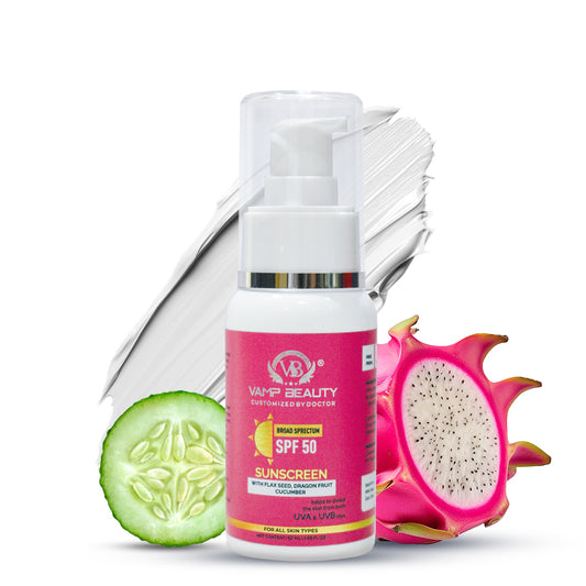 BROAD SPECTRUM SUNSCREEN SPF 50 WITH GOODNESS OF FLAX SEEDS, DRAGON FRUIT & CUCUMBER (50ML)