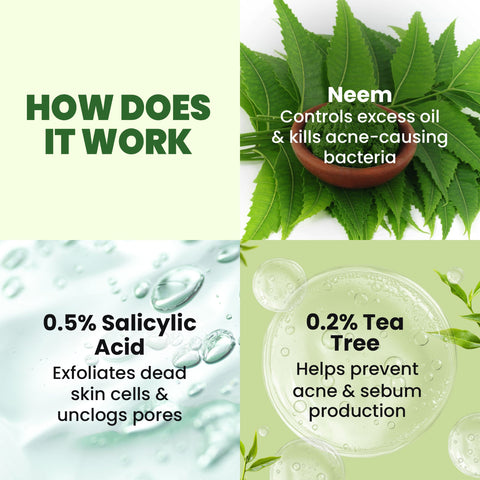 NEEM FACEWASH FOR OILY SKIN WITH 0.5% SALICYLIC ACID & 0.2% TEA TREE EXTRACT